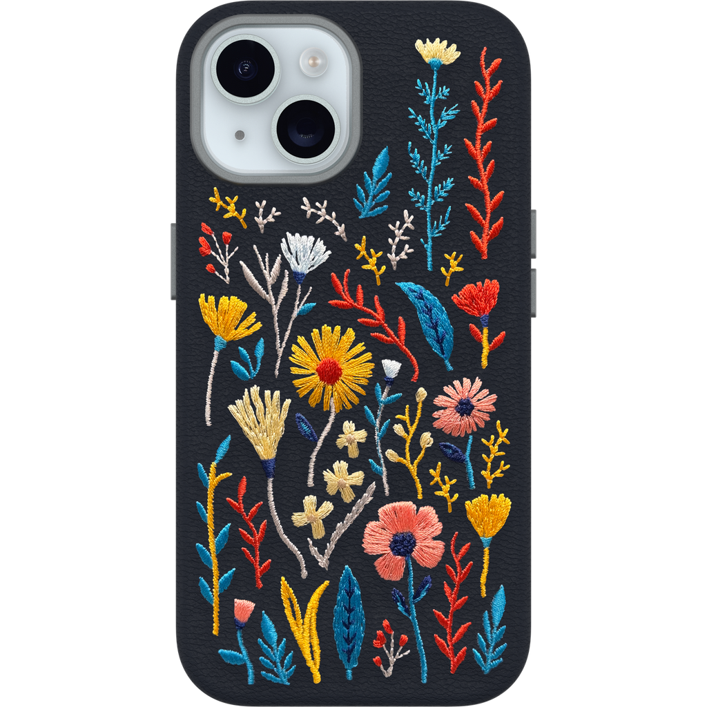 iPhone 15 Symmetry Series Cactus Leather Embroidery Case