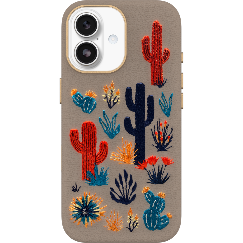 iPhone 17 Symmetry Series Cactus Leather Embroidery Case