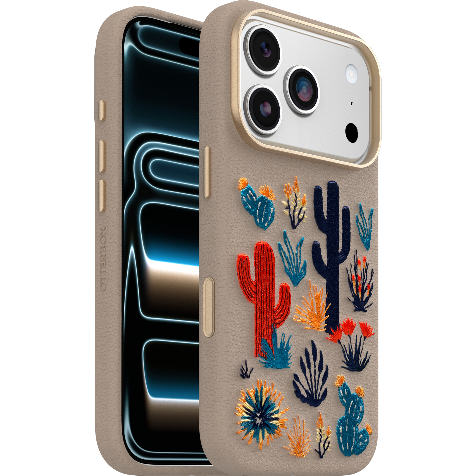 iPhone 17 Pro Symmetry Series Cactus Leather Embroidery Case