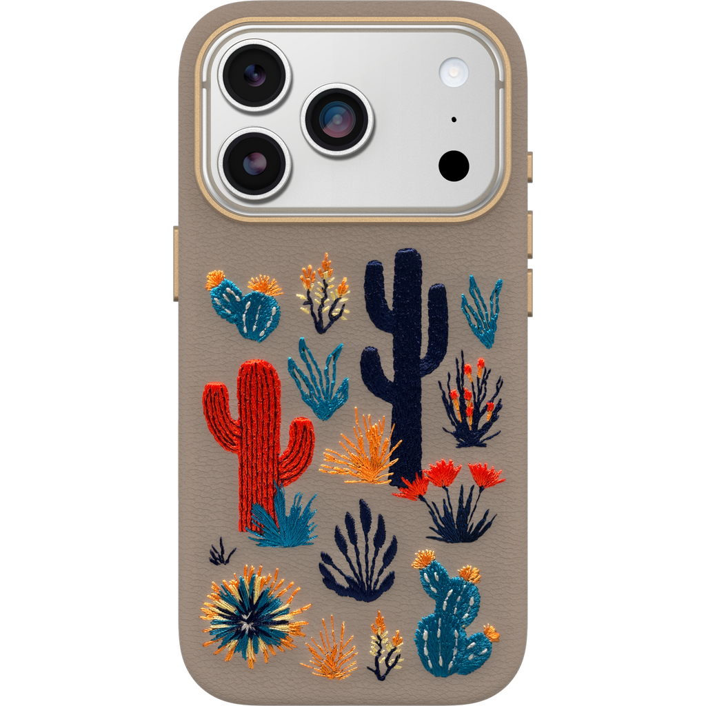 iPhone 17 Pro Symmetry Series Cactus Leather Embroidery Case