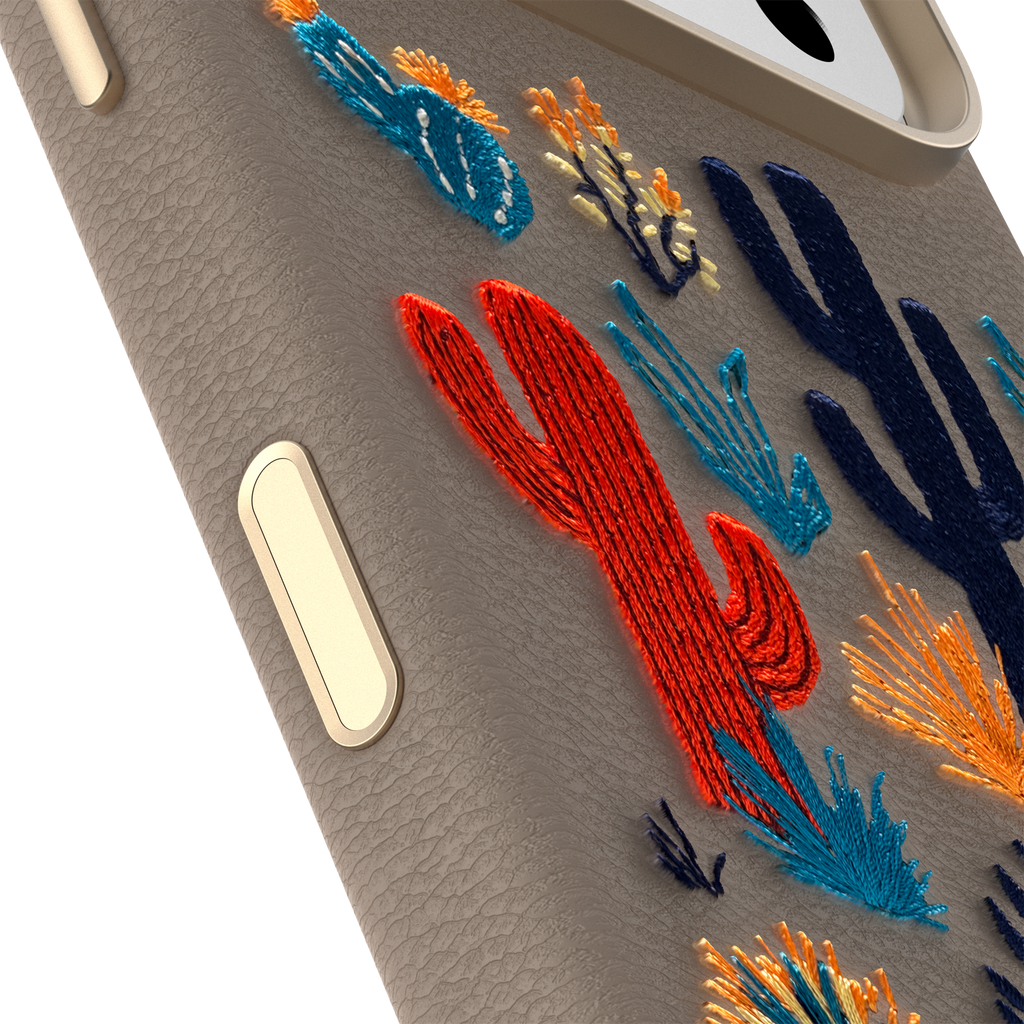 iPhone 17 Pro Symmetry Series Cactus Leather Embroidery Case