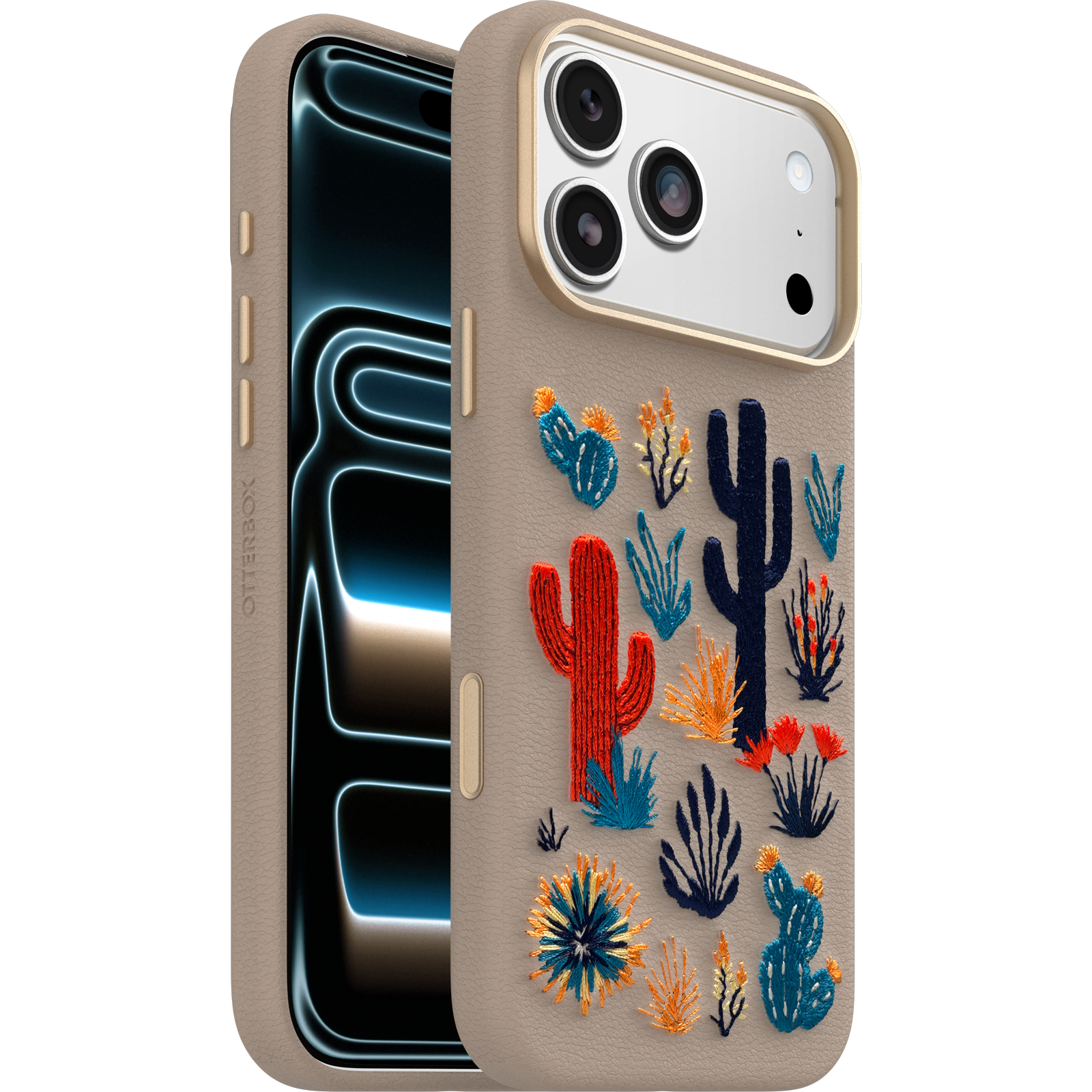 iPhone 17 Pro Max Symmetry Series Cactus Leather Embroidery Case