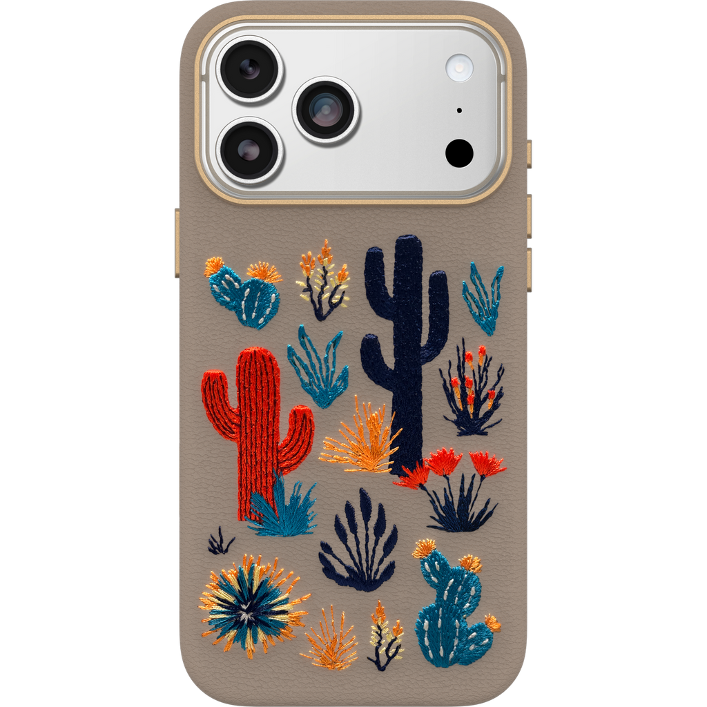 iPhone 17 Pro Max Symmetry Series Cactus Leather Embroidery Case