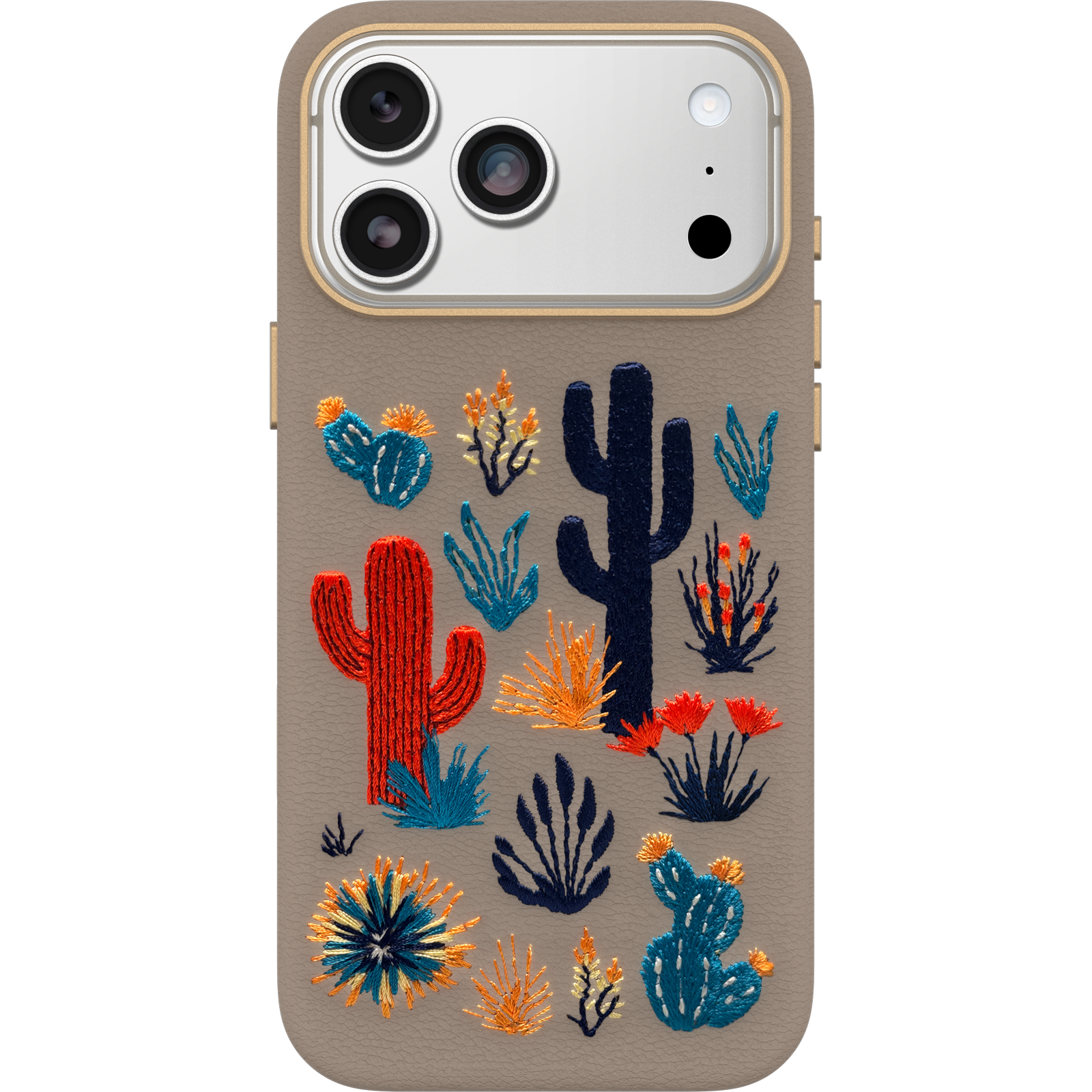 iPhone 17 Pro Max Symmetry Series Cactus Leather Embroidery Case