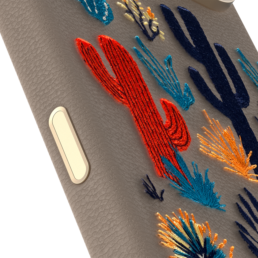 iPhone 17 Pro Max Symmetry Series Cactus Leather Embroidery Case